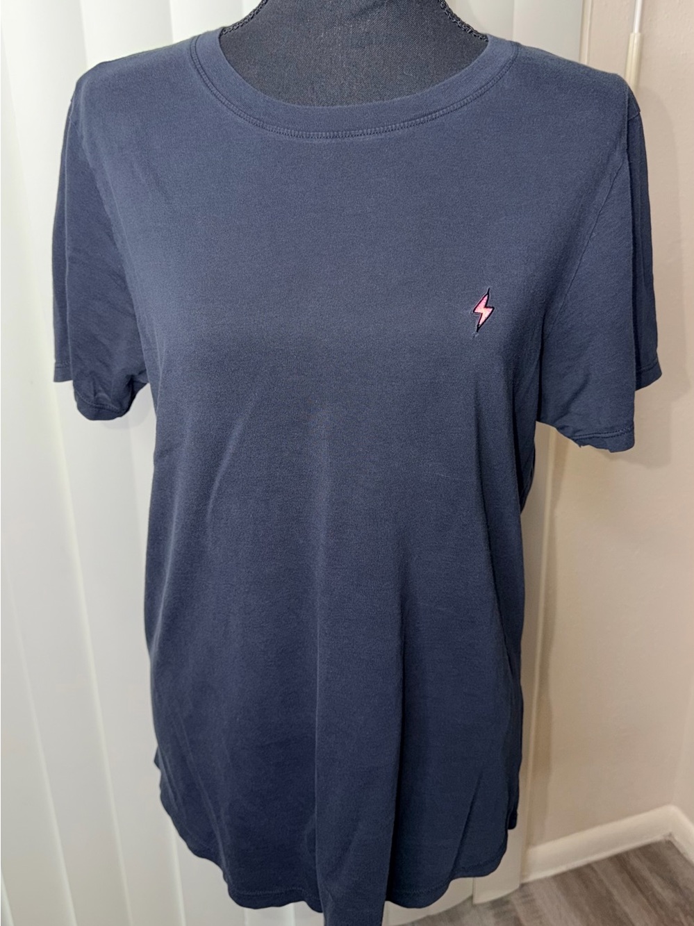 Jared Lang Men’s T-Shirt Black With Red Lightning Embroidery Soft Sz Small